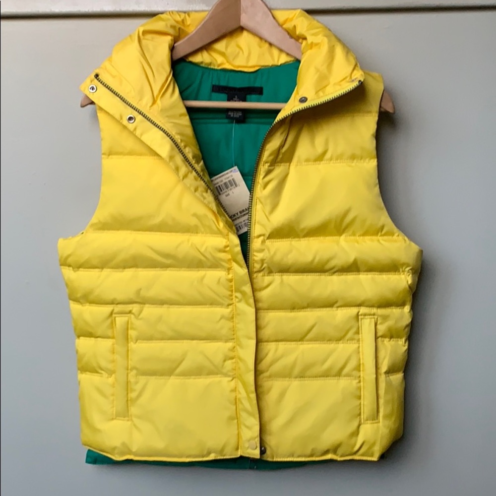 NEW Lucky Brand Down Quilted Puffer Yellow Vest L Zip unisex - Picture 1 of 15